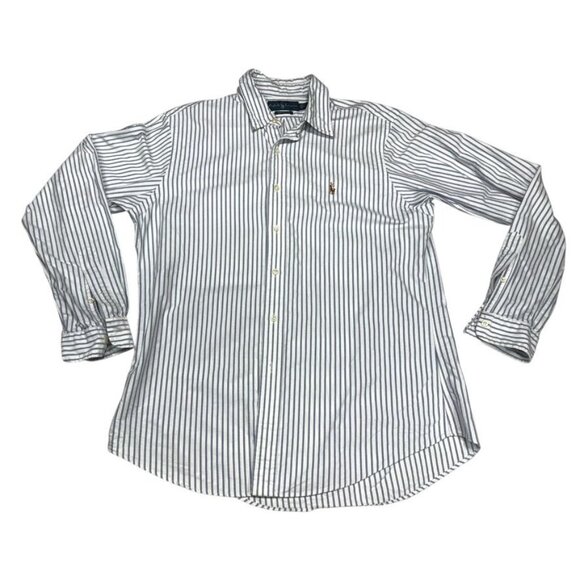 Ralph Lauren Striped Oxford White/Blue Size Large - Picture 6 of 6